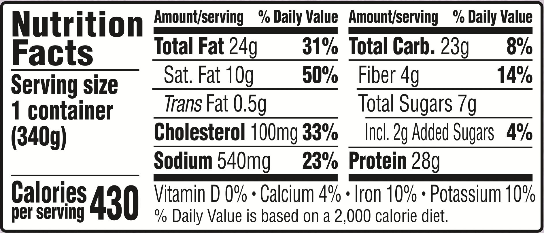 Nutritional facts